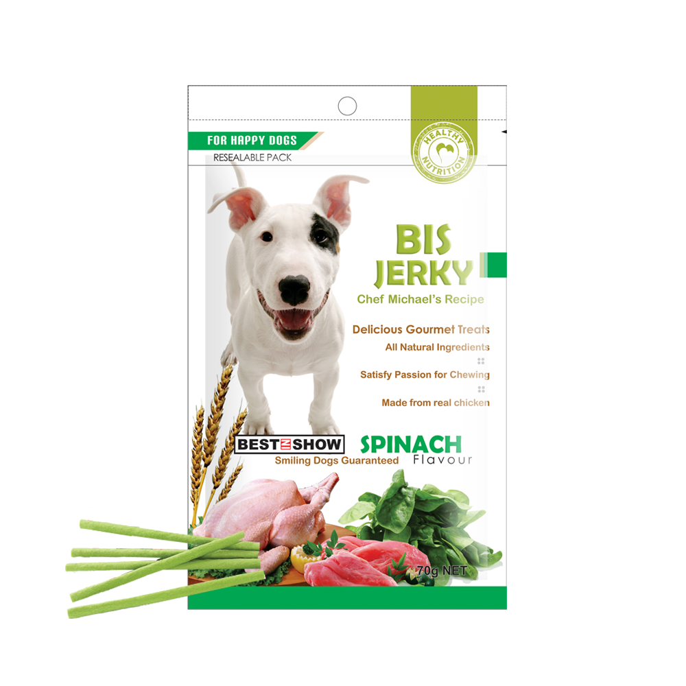 Dog | Product - BIS JERKY - Spinach - 70 gr  - Best In Show - Best Pet Food For Your Pet